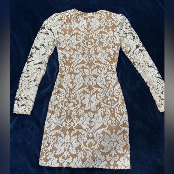 Dress the Population White and Cream Lace Long Sleeve Dress - Picture 4 of 10